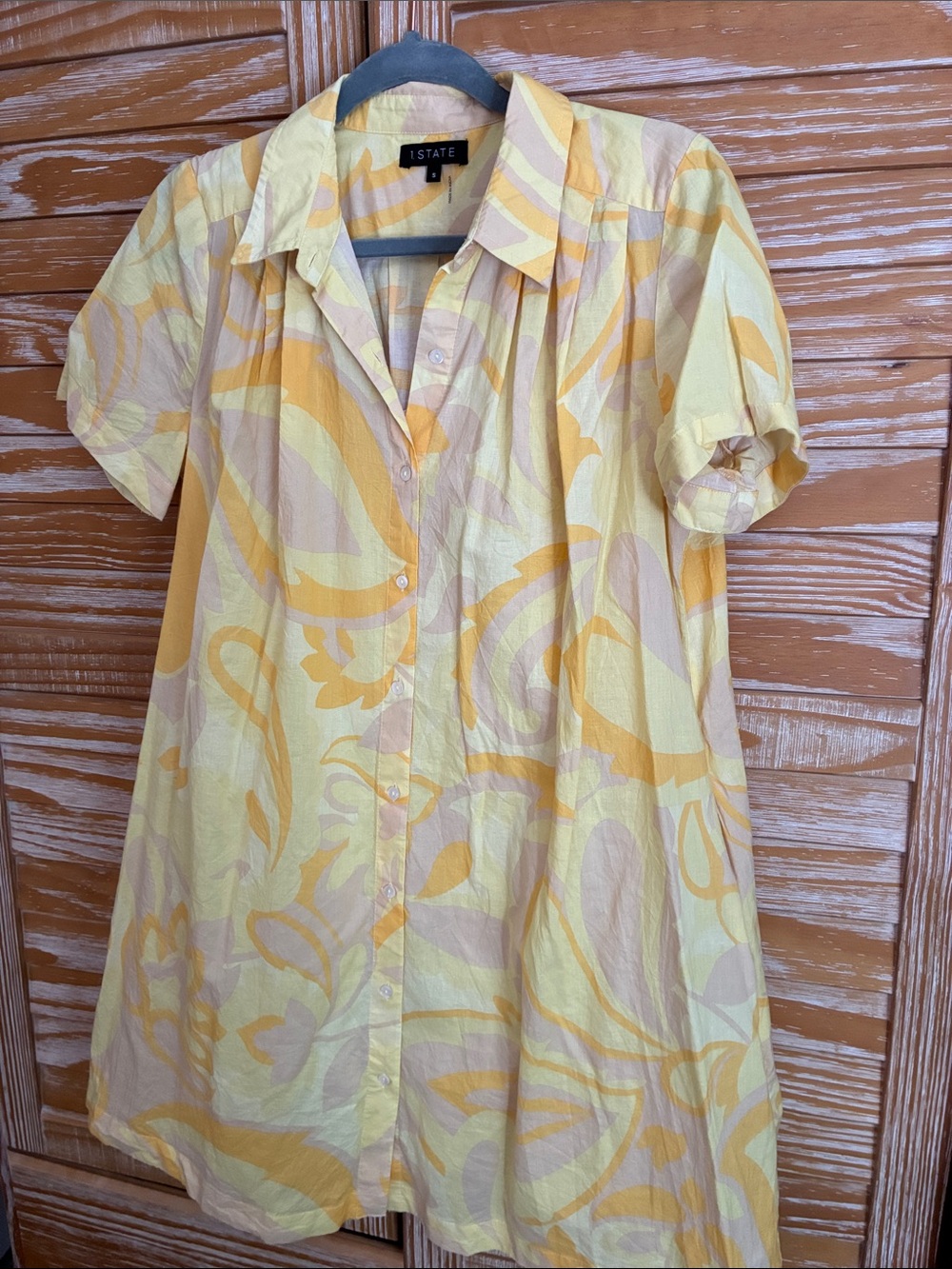 1. STATE Yellow Print Shirt Dress